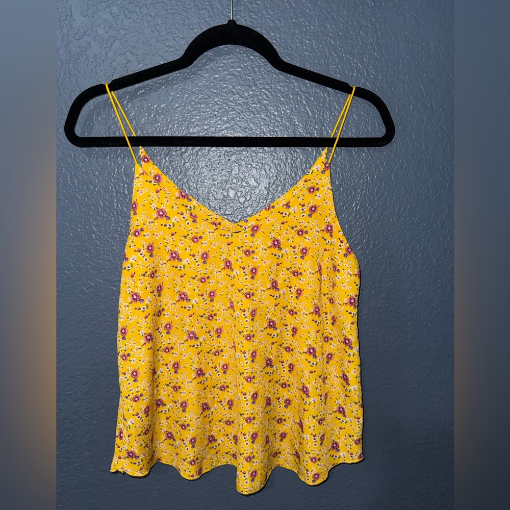 Forever 21 Yellow Floral Spaghetti Strap Camisole